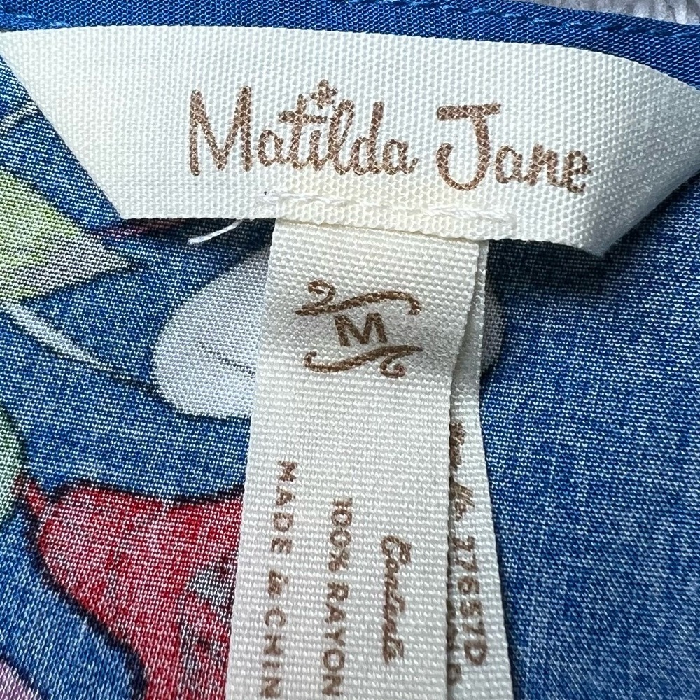 Matilda Jane Womens Size Medium Blue Floral Midi Dress Strappy Back Boho Summer - Picture 4 of 13